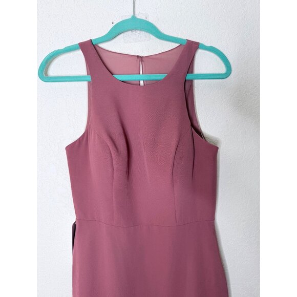Azazie Aubree Formal Chiffon Maxi Dress Womens Size 6 Mauve Pink Bridesmaid - Picture 6 of 10